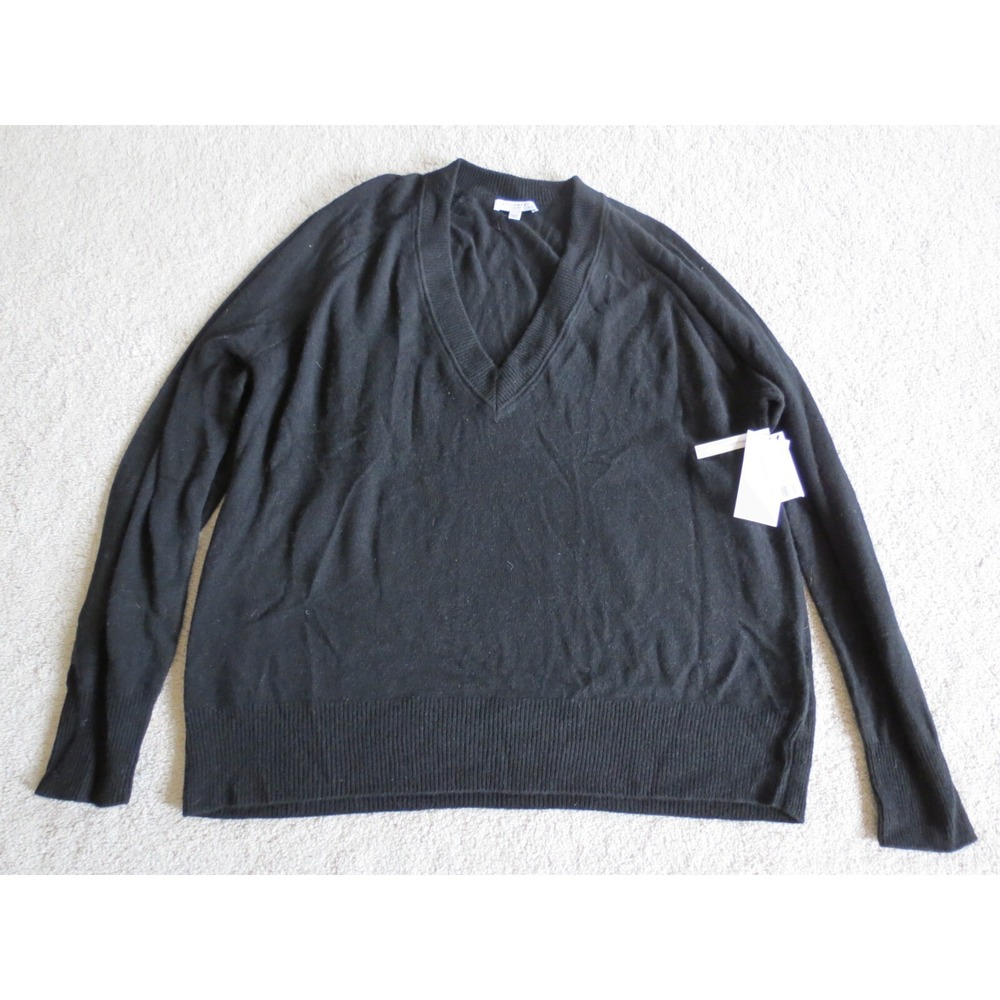 Equipment Black 100% Cashmere Madalene V-Neck Sweater Pullover XL NWT